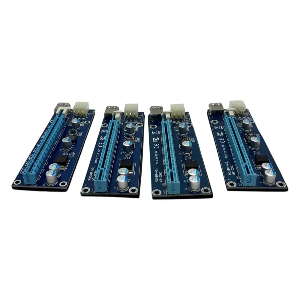 Lot Of 4 PCI-E 1x to 16x Powered USB3.0 GPU Riser Extender Adapter Card